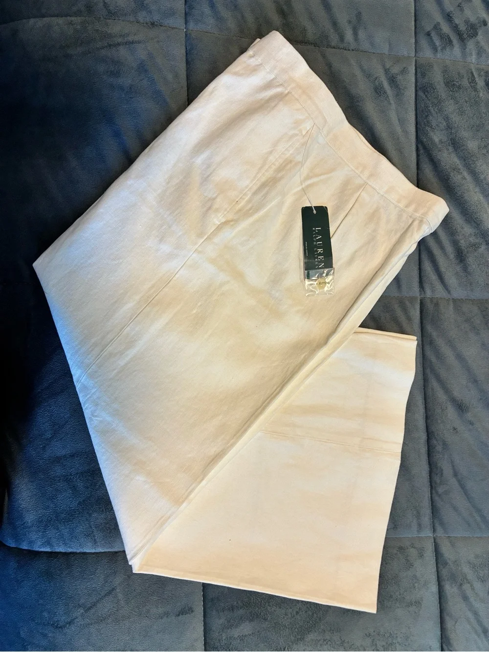 VTG Lauren Ralph Lauren Colonial Cream 8 Linen Cotton Blend WIDE Leg Slacks
